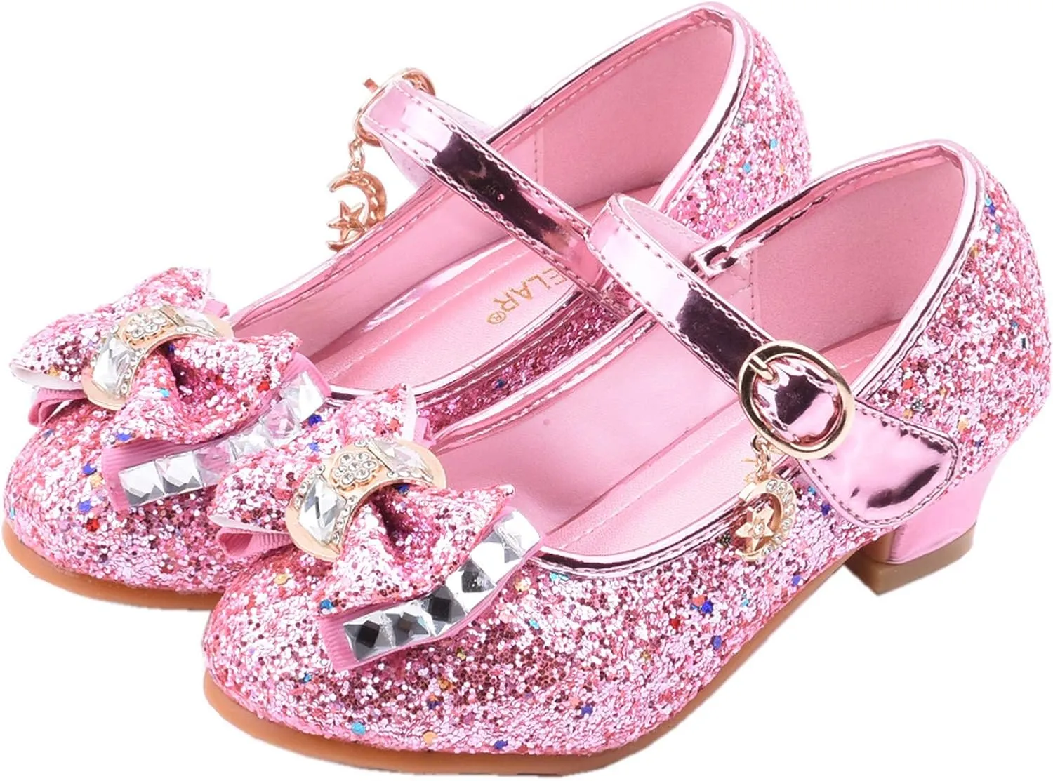 Girls Dress Shoes Low Heel Princess Flats Mary Jane Flower Wedding Party Glitter Shoes for Footwear for Toddler