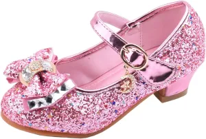 Girls Dress Shoes Low Heel Princess Flats Mary Jane Flower Wedding Party Glitter Shoes for Footwear for Toddler