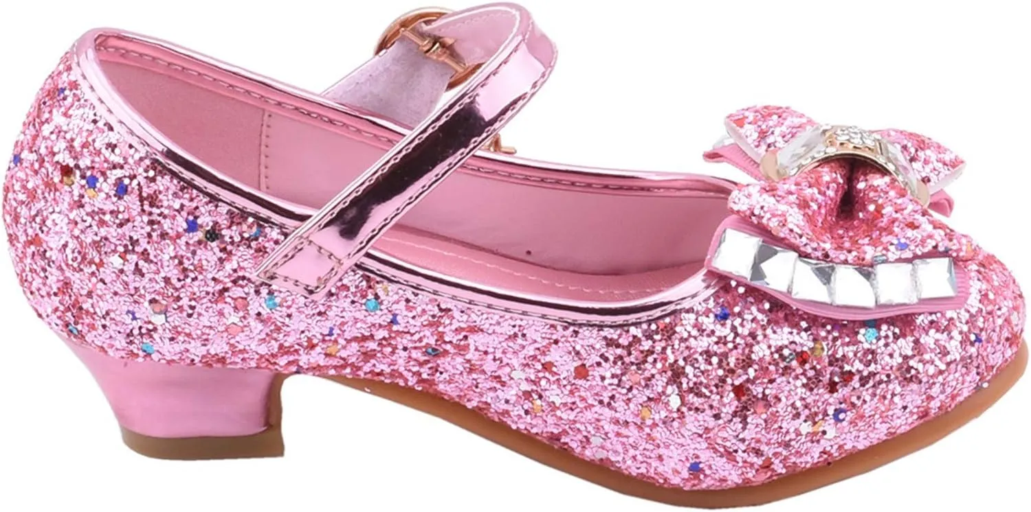 Girls Dress Shoes Low Heel Princess Flats Mary Jane Flower Wedding Party Glitter Shoes for Footwear for Toddler