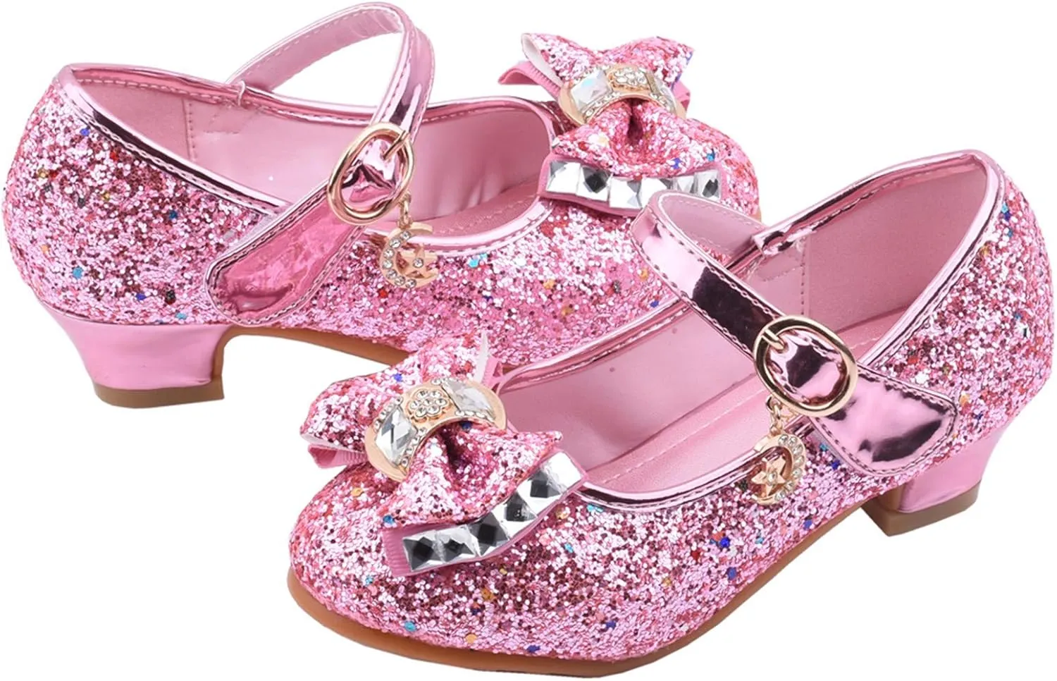 Girls Dress Shoes Low Heel Princess Flats Mary Jane Flower Wedding Party Glitter Shoes for Footwear for Toddler