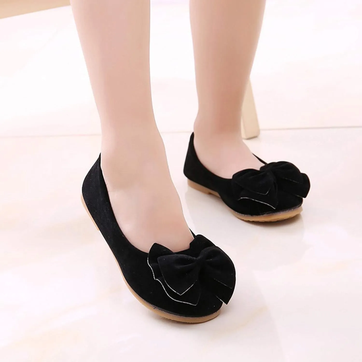 Girls Dress Shoes Mary Jane Princess Shoes Girls' Flats Glitter Low Heels Flower Wedding Party Footwear for Toddler Little/Big Kid