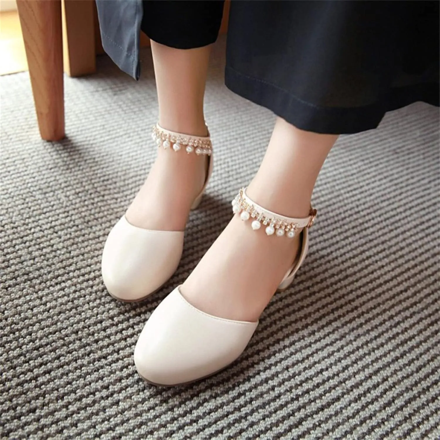 Girls Dress Shoes Mary Jane Shoes for Girls with Low Heel, Princess Flower Ballet Flats for Wedding School Party