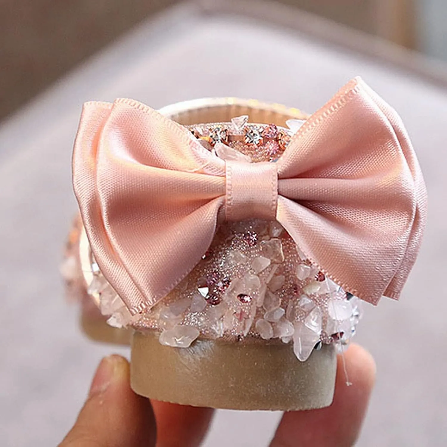 Girls Dress Shoes Mary Jane Wedding Flower Bridesmaids Heels Glitter Rhinestone Bow Princess Shoes for Kids Party