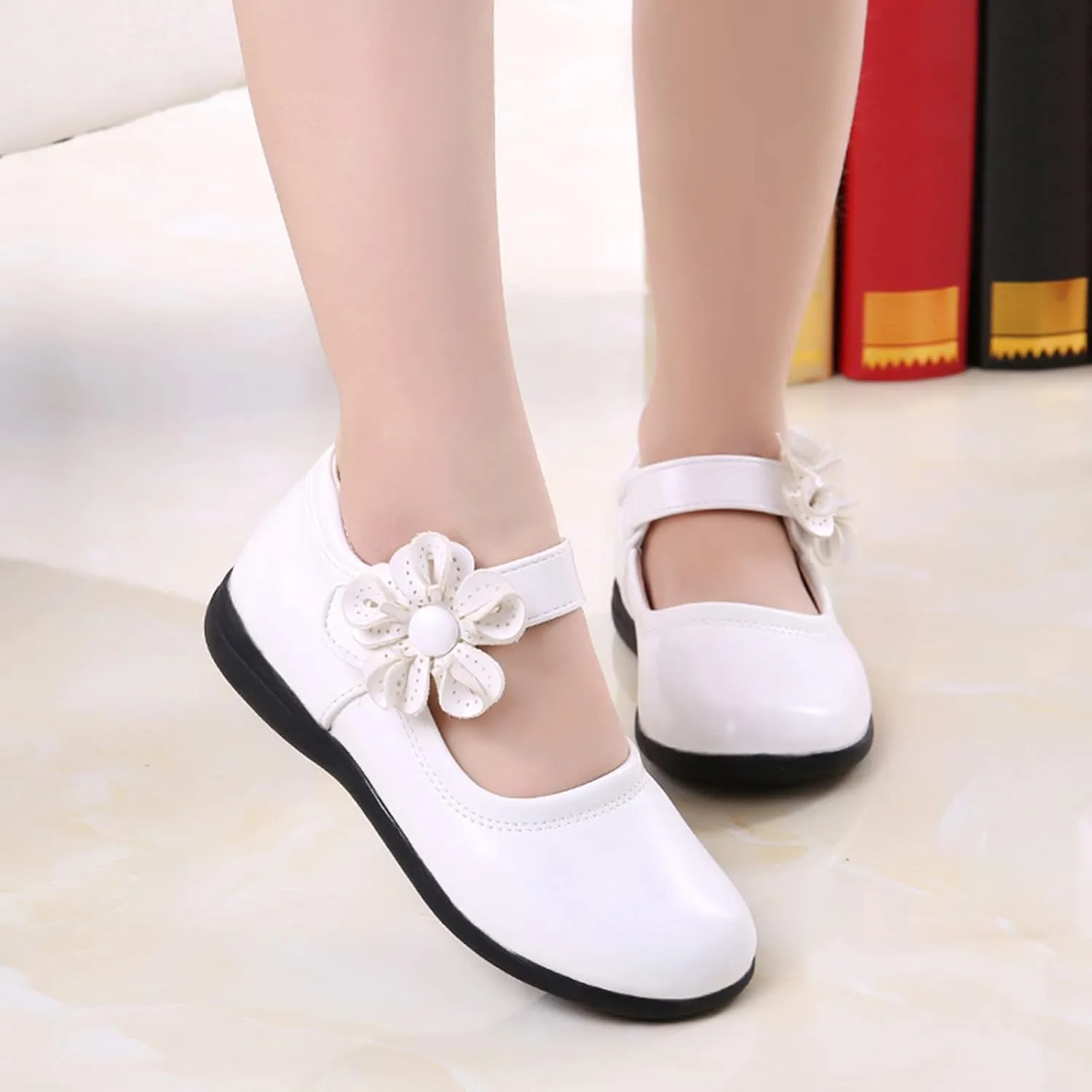 Girls Dress Shoes Princess Shoes for Toddler Little Girl Mary Jane Low Heels Glitter Flower Party Birthday Footwear