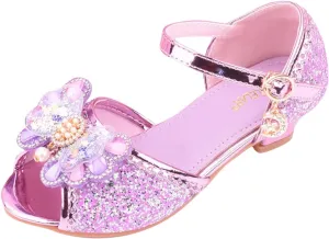 Girls Dress Shoes Princess Shoes for Toddler Little Girl Mary Jane Low Heels Glitter Flower Party Wedding Footwear