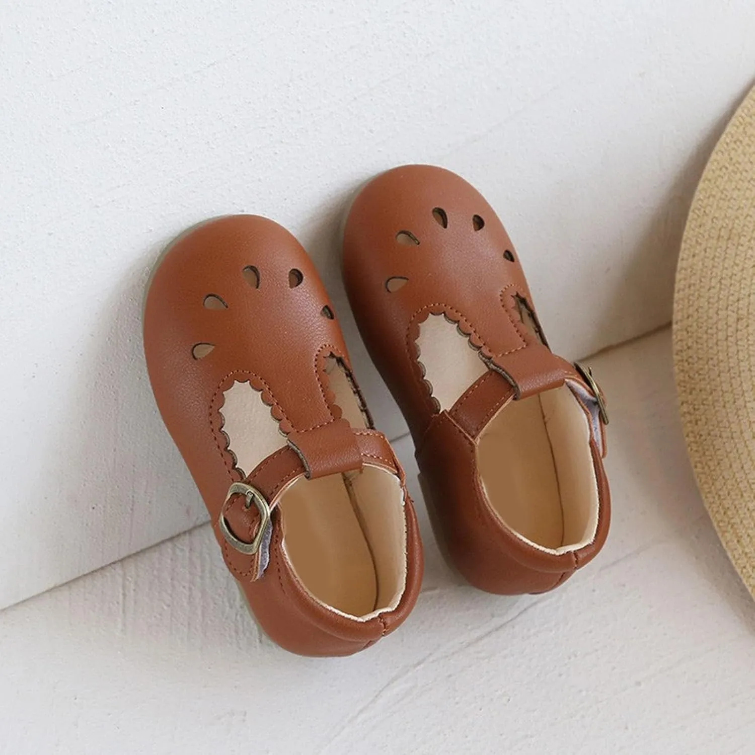 Girls T-Strap Flats Toddle Ballet Mary Jane Dress Shoes for Kids Solid Soft Sole Breathable Walking Party Sandals