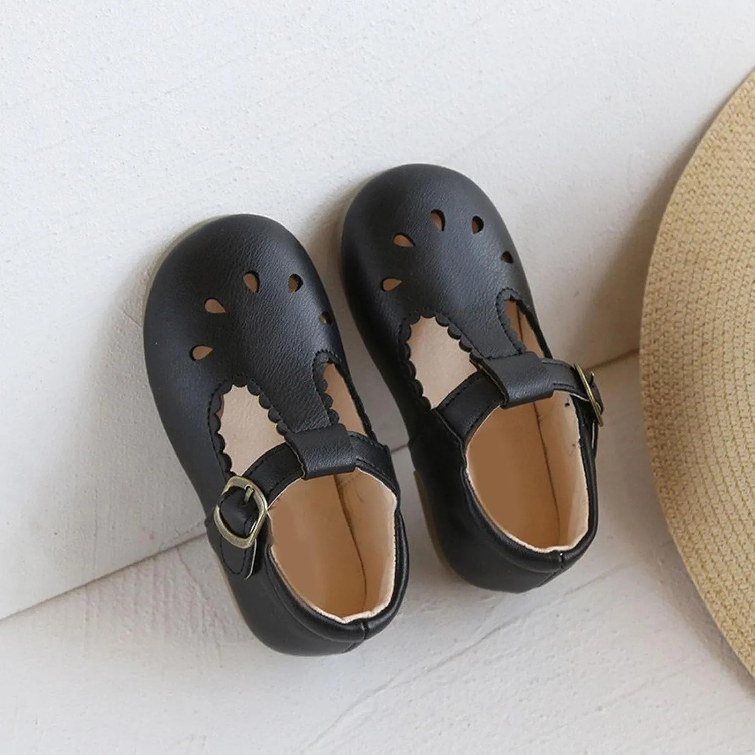 Girls T-Strap Flats Toddle Ballet Mary Jane Dress Shoes for Kids Solid Soft Sole Breathable Walking Party Sandals