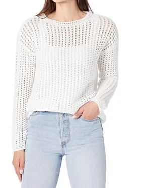 Harper Crochet Sweater in White | White