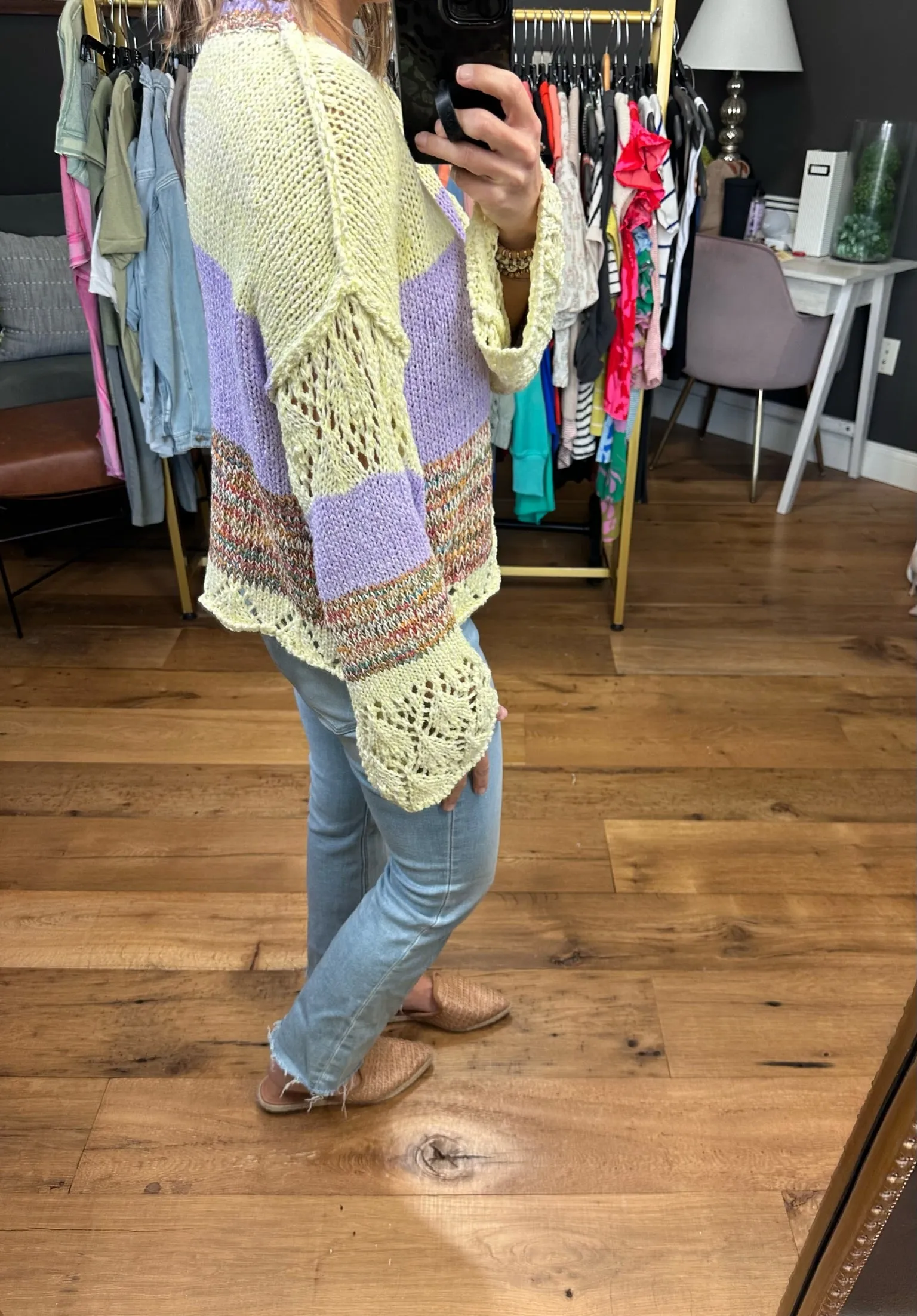 Heaven Sent Crochet Hem Knit Sweater - Lavender