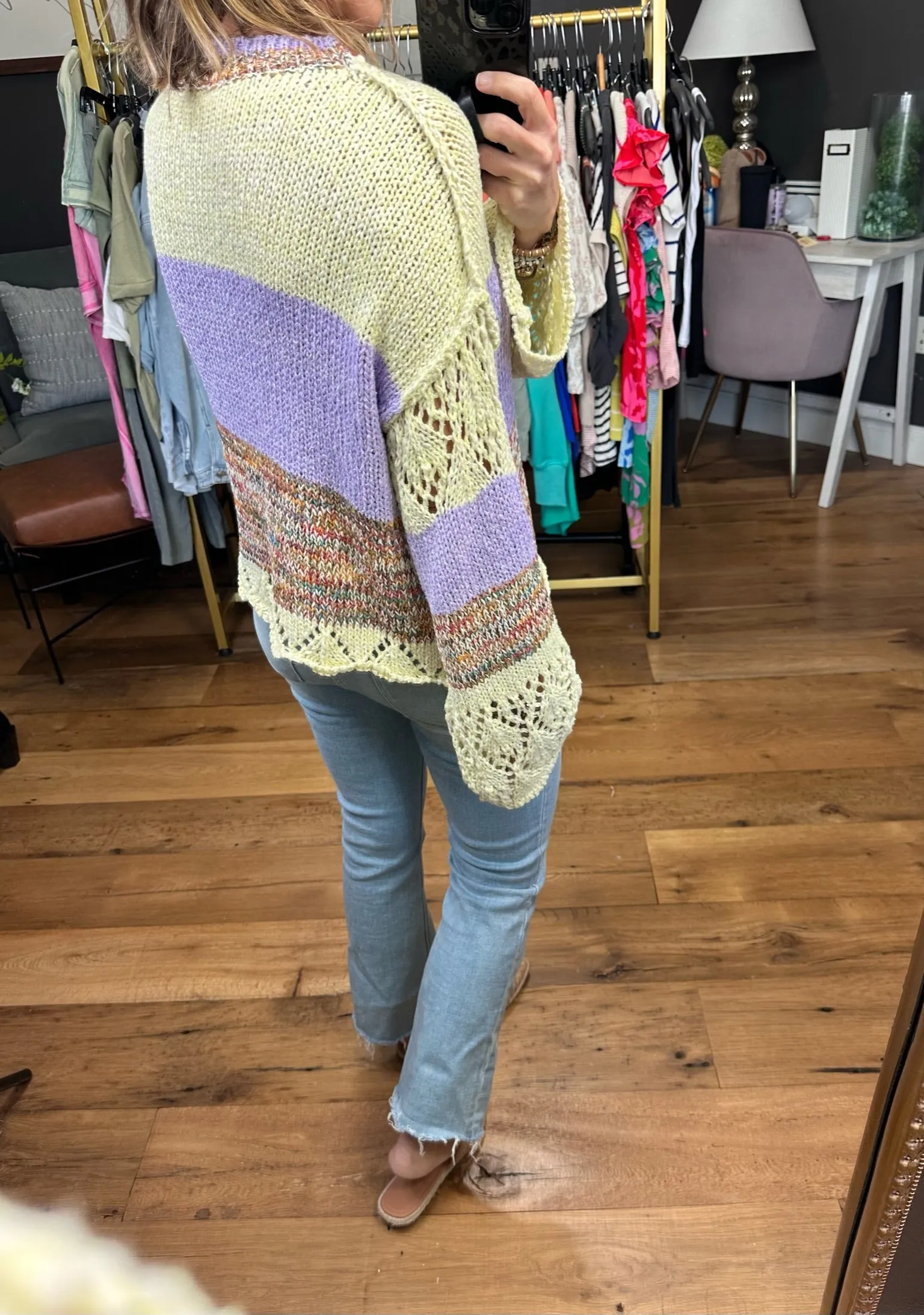 Heaven Sent Crochet Hem Knit Sweater - Lavender