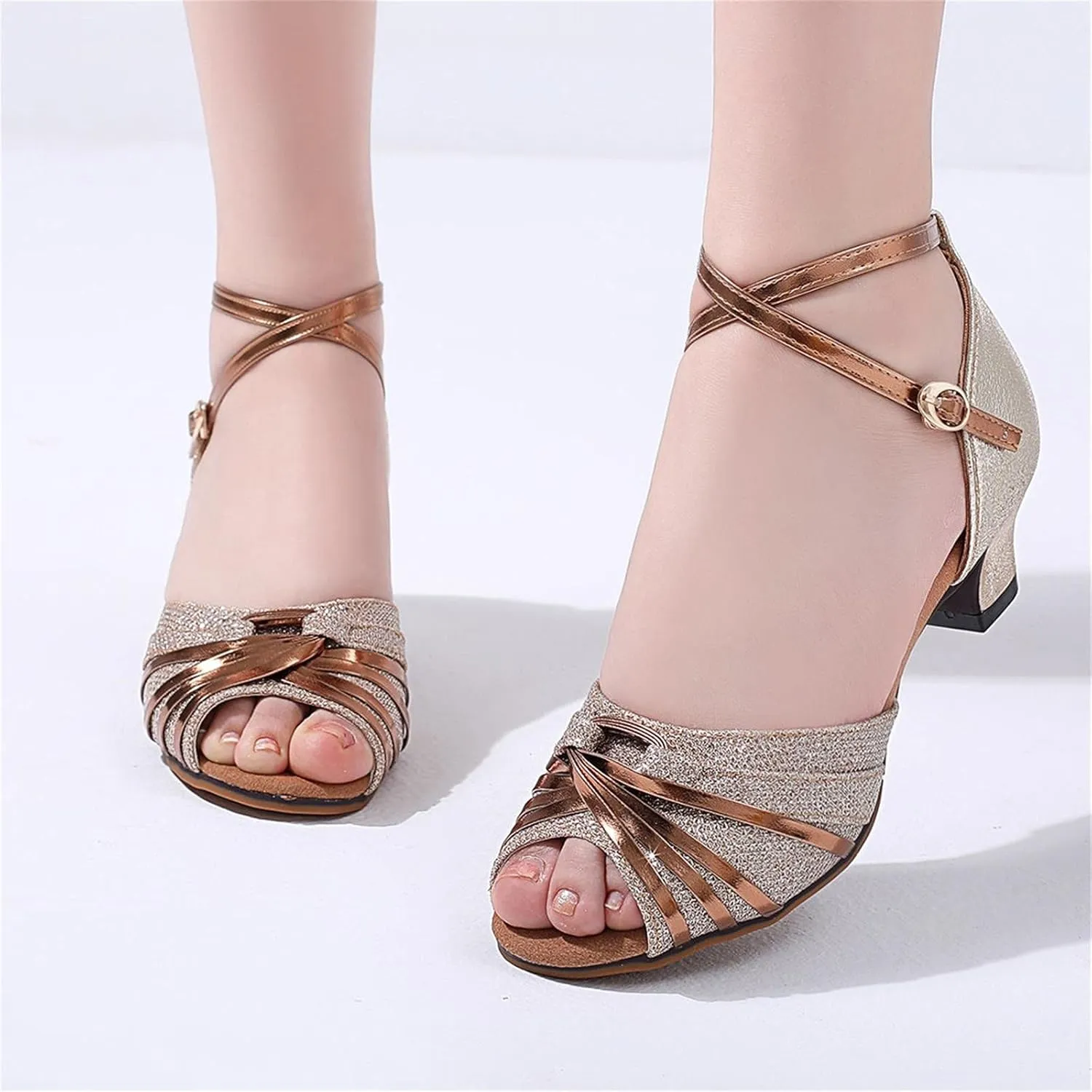 Heels for Women 2025 Latin Dance Shoes Heeled Ballroom Tango Party Sequin Dance Shoes Wedding Formal Sandals