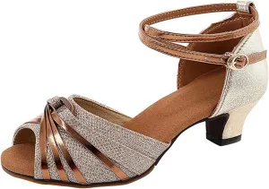 Heels for Women 2025 Latin Dance Shoes Heeled Ballroom Tango Party Sequin Dance Shoes Wedding Formal Sandals