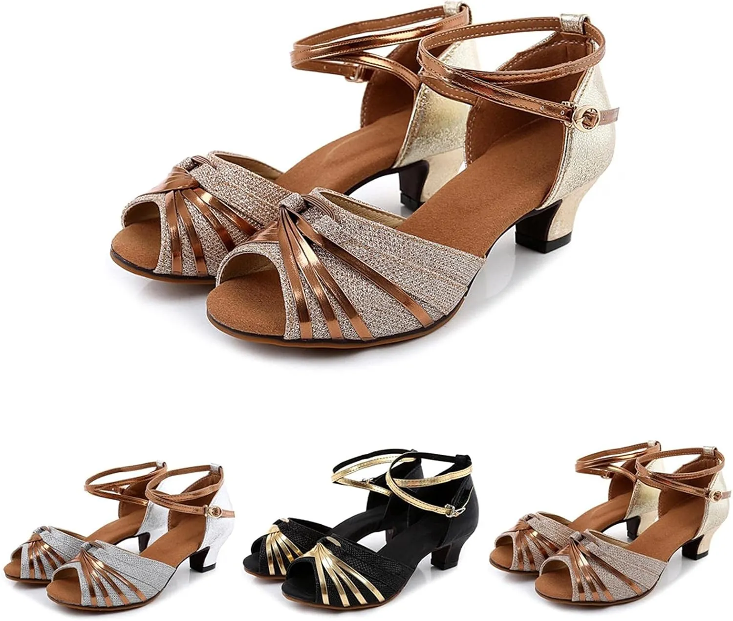 Heels for Women 2025 Latin Dance Shoes Heeled Ballroom Tango Party Sequin Dance Shoes Wedding Formal Sandals