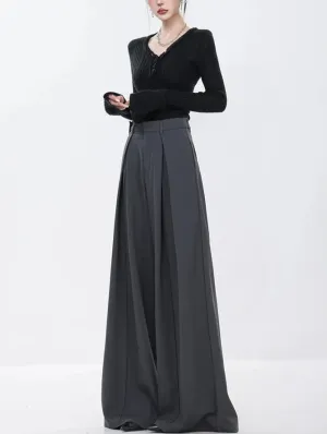 High Waist Wide Leg Multi-Pleated Trousers