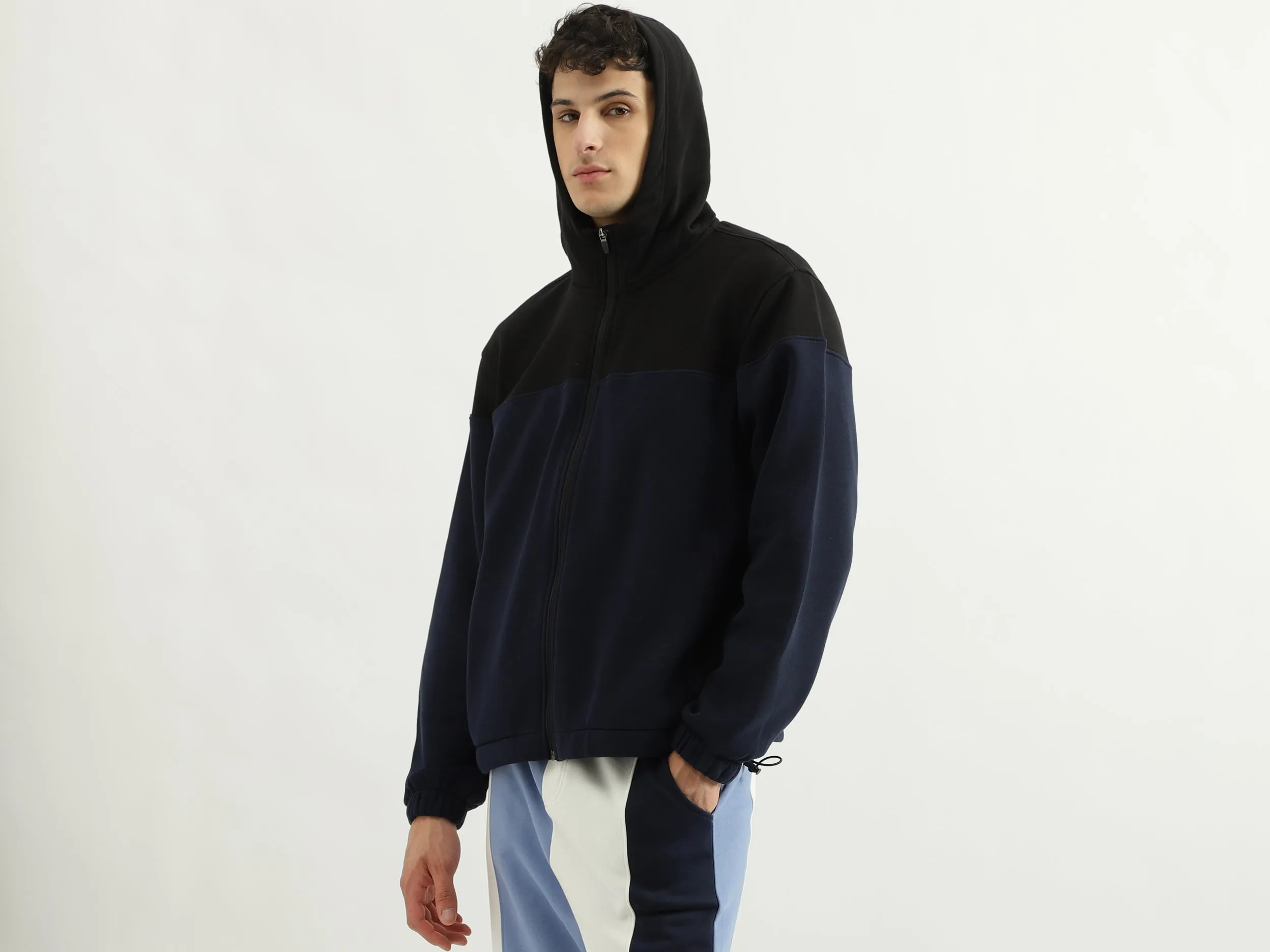 Hooded Neck Colourblocked Sweatshirt