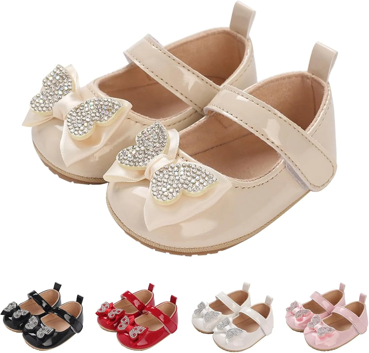 Infant Baby Girls Soft Sole Bowknot Princess Wedding Dress Mary Jane Flats Prewalker Newborn Cute Sneaker Shoes