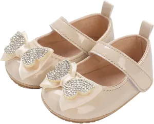 Infant Baby Girls Soft Sole Bowknot Princess Wedding Dress Mary Jane Flats Prewalker Newborn Cute Sneaker Shoes
