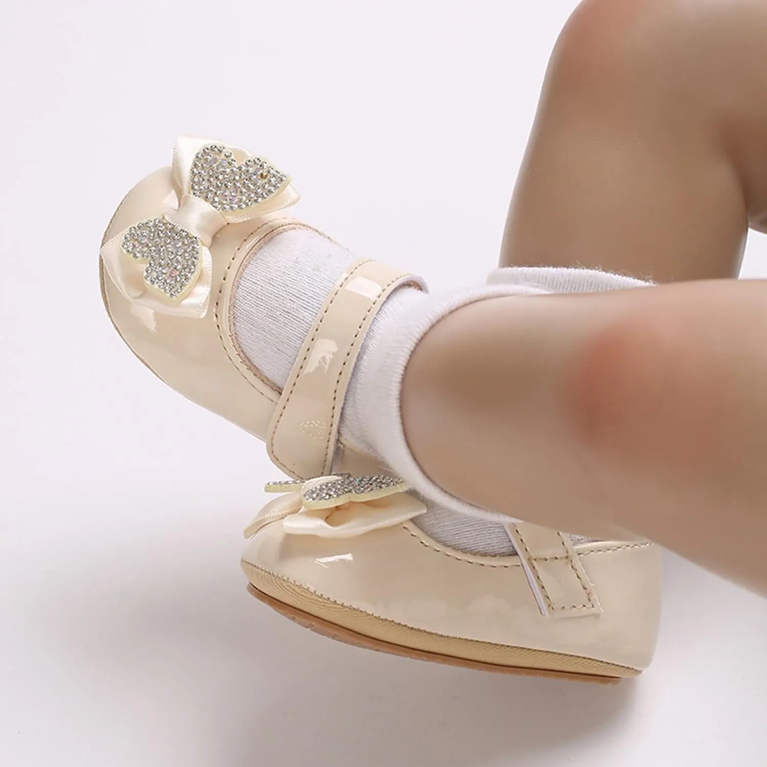 Infant Baby Girls Soft Sole Bowknot Princess Wedding Dress Mary Jane Flats Prewalker Newborn Cute Sneaker Shoes