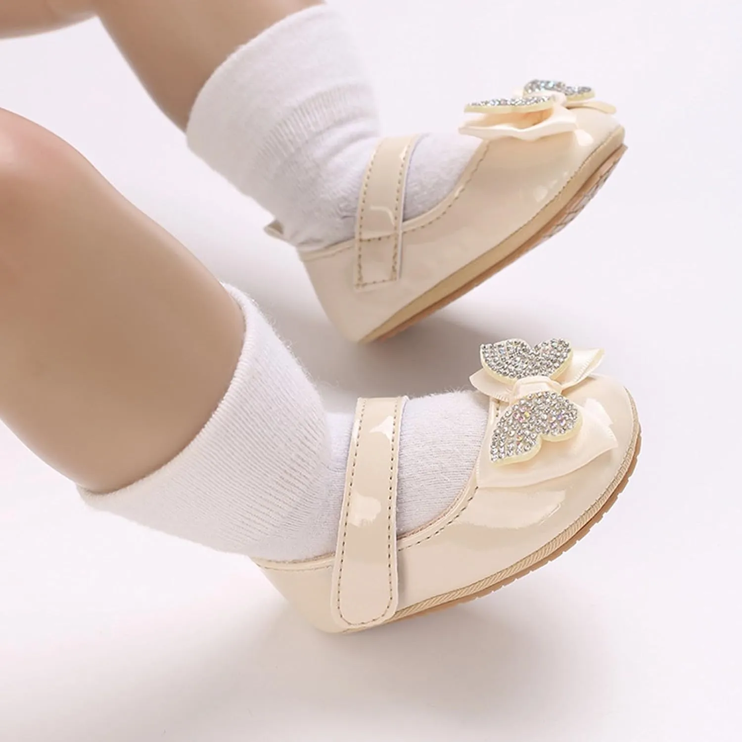 Infant Baby Girls Soft Sole Bowknot Princess Wedding Dress Mary Jane Flats Prewalker Newborn Cute Sneaker Shoes