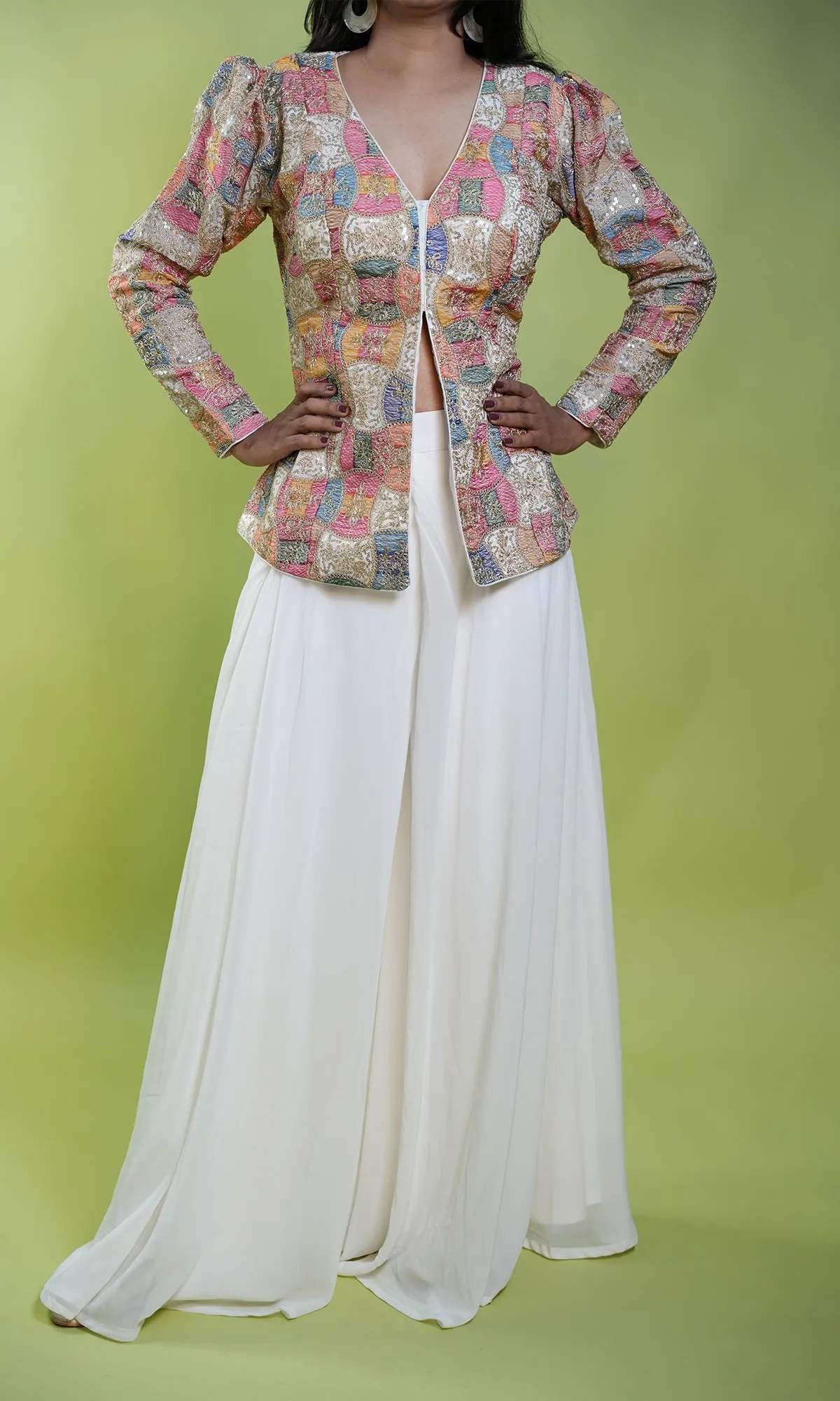 Intricate Worked Top with Flared Palazzo