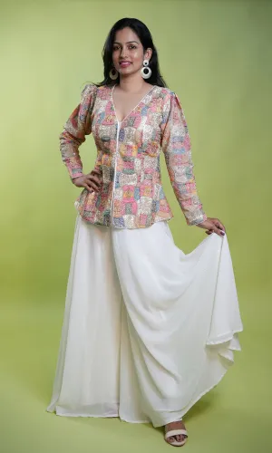 Intricate Worked Top with Flared Palazzo