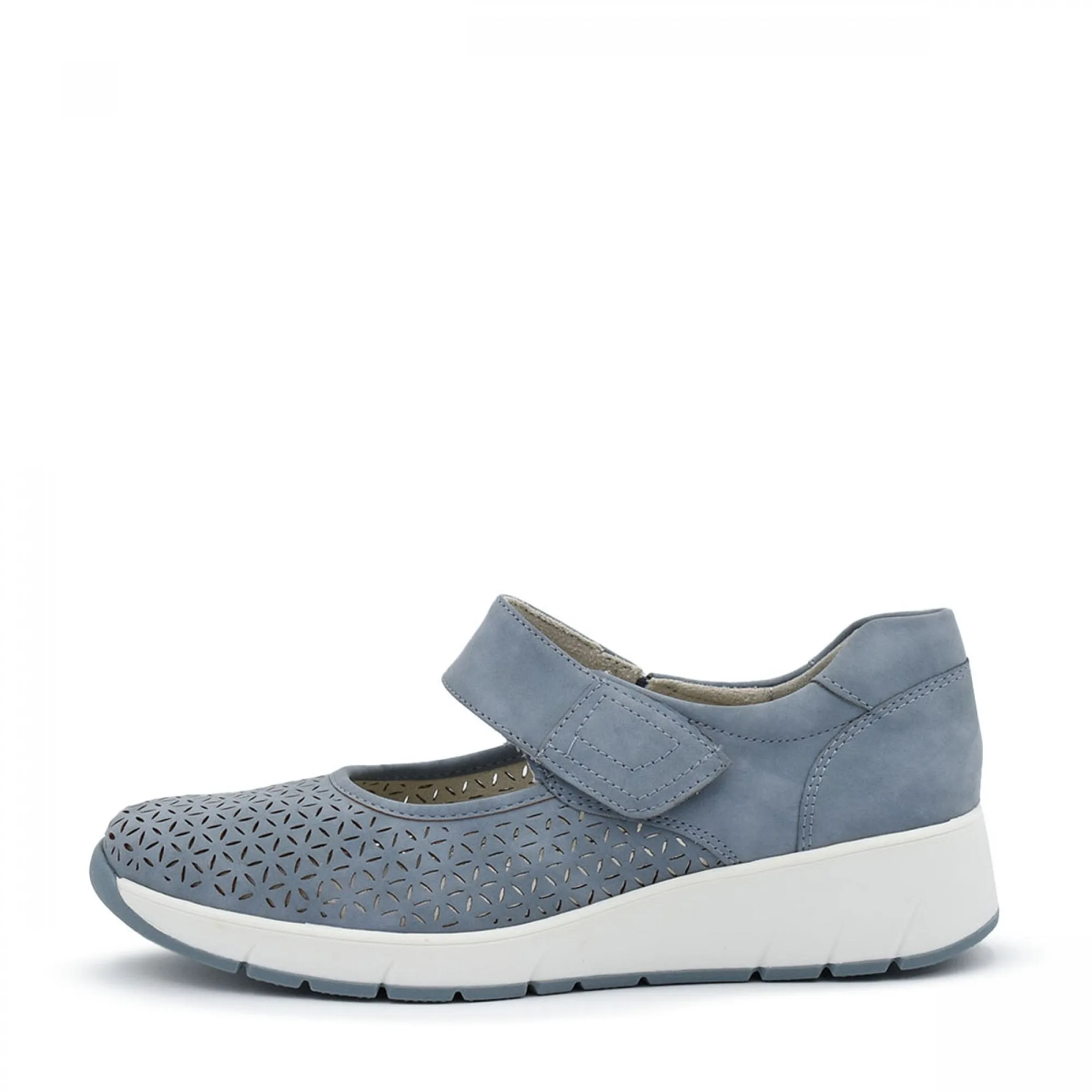Jana 24664-42 Touch fastening Bar Shoe With Wedge Heel DENIM