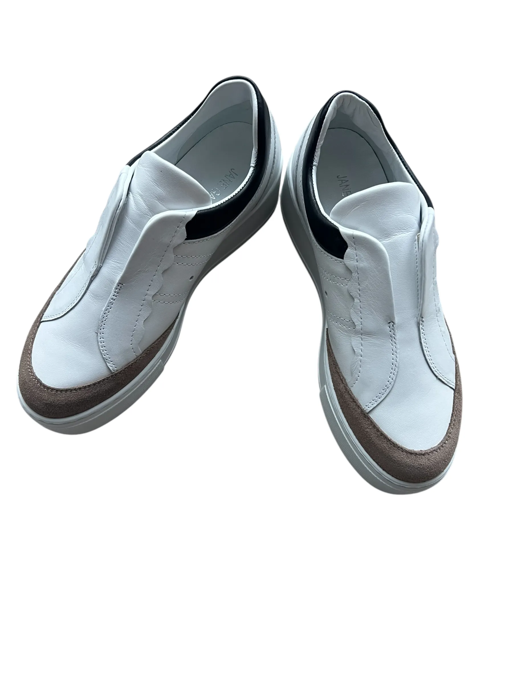 Jane Galland Off White Flatform Scalloped Laceless Trainers