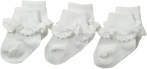 Jefferies Socks Baby-Girls Infant Cluny and Satin Lace Socks 3 Pair Pack