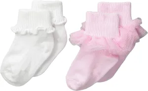 Jefferies Socks Baby-Girls Ruffle and Ripple Edge Turn Cuff 2 Pair Pack