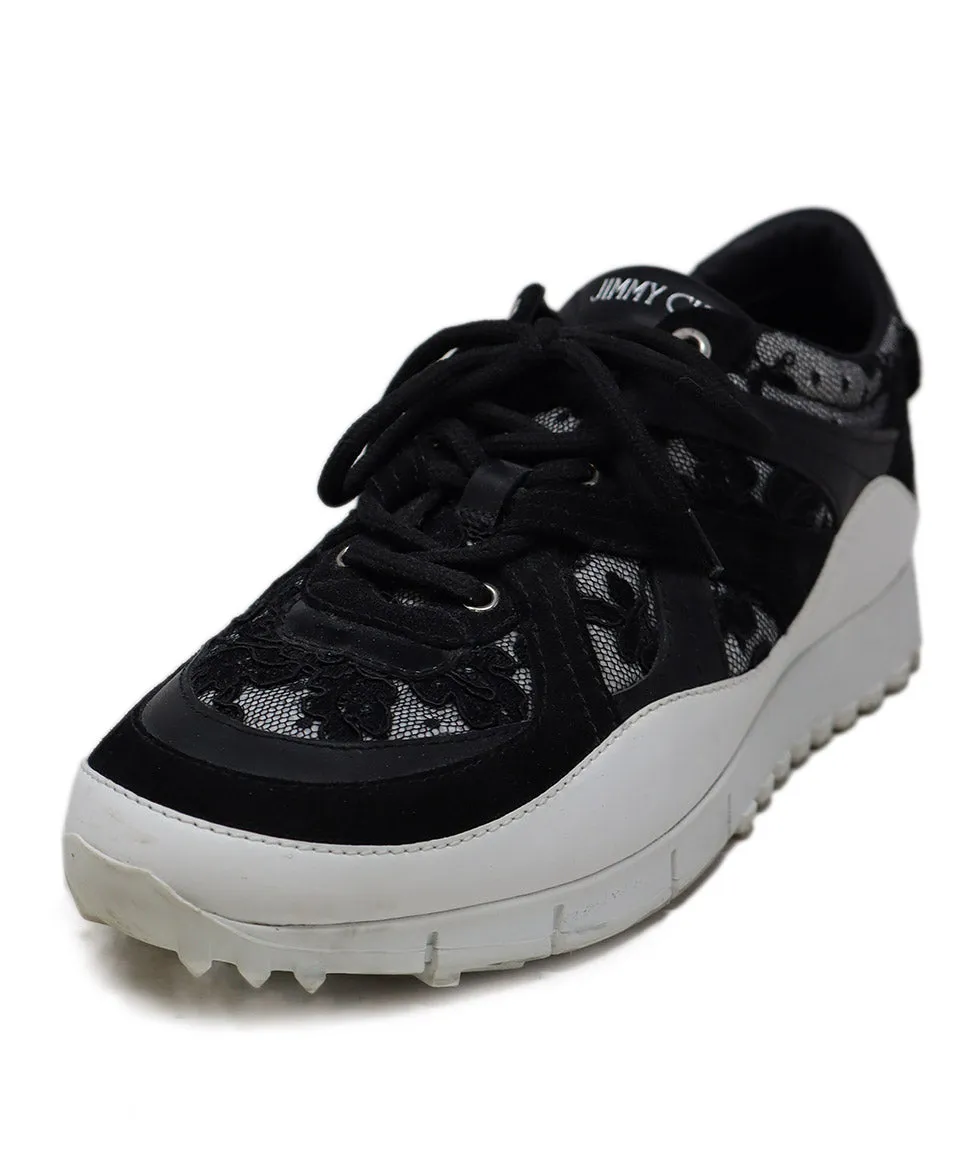 Jimmy Choo Black & White Lace Sneakers sz 8.5