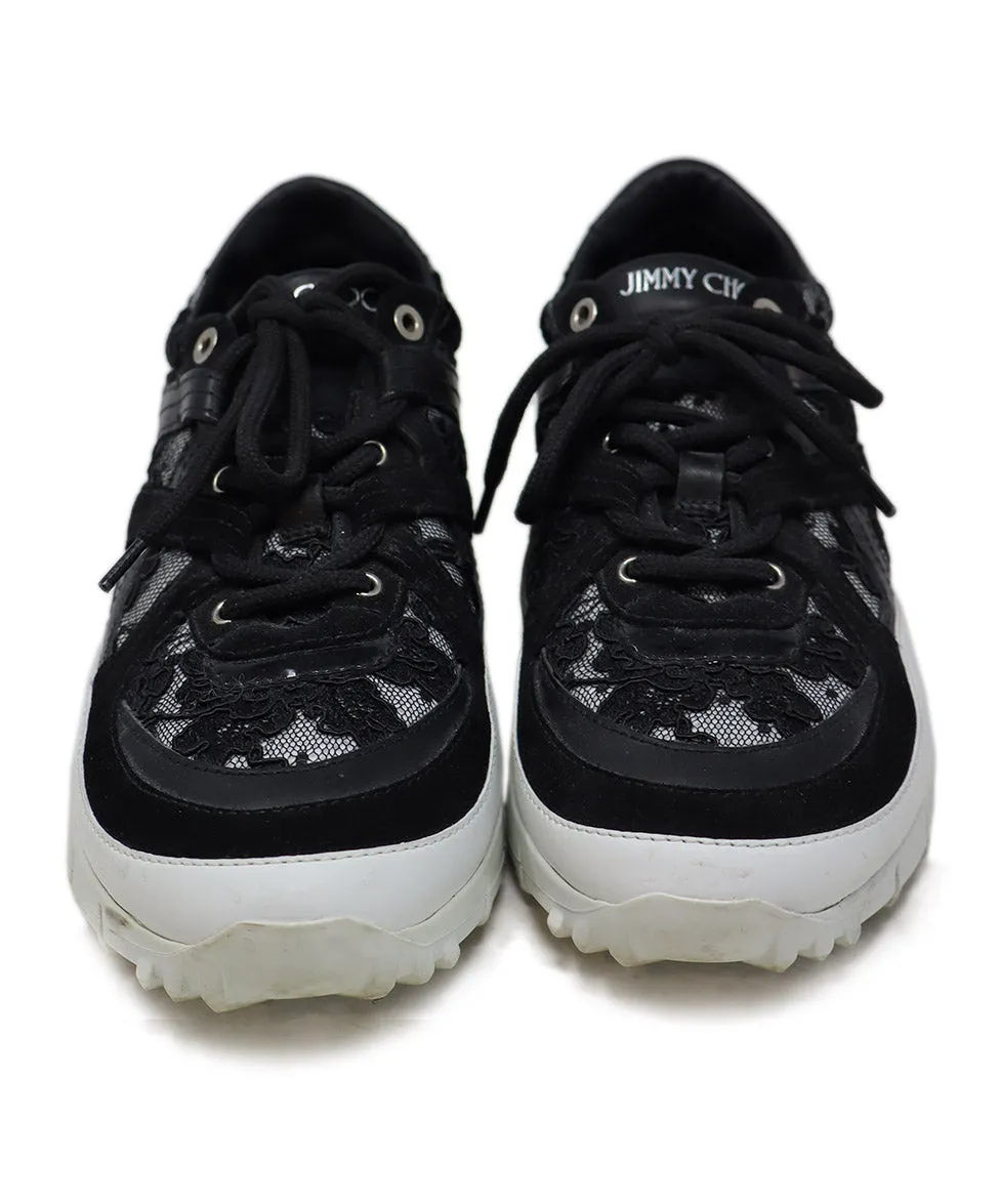 Jimmy Choo Black & White Lace Sneakers sz 8.5