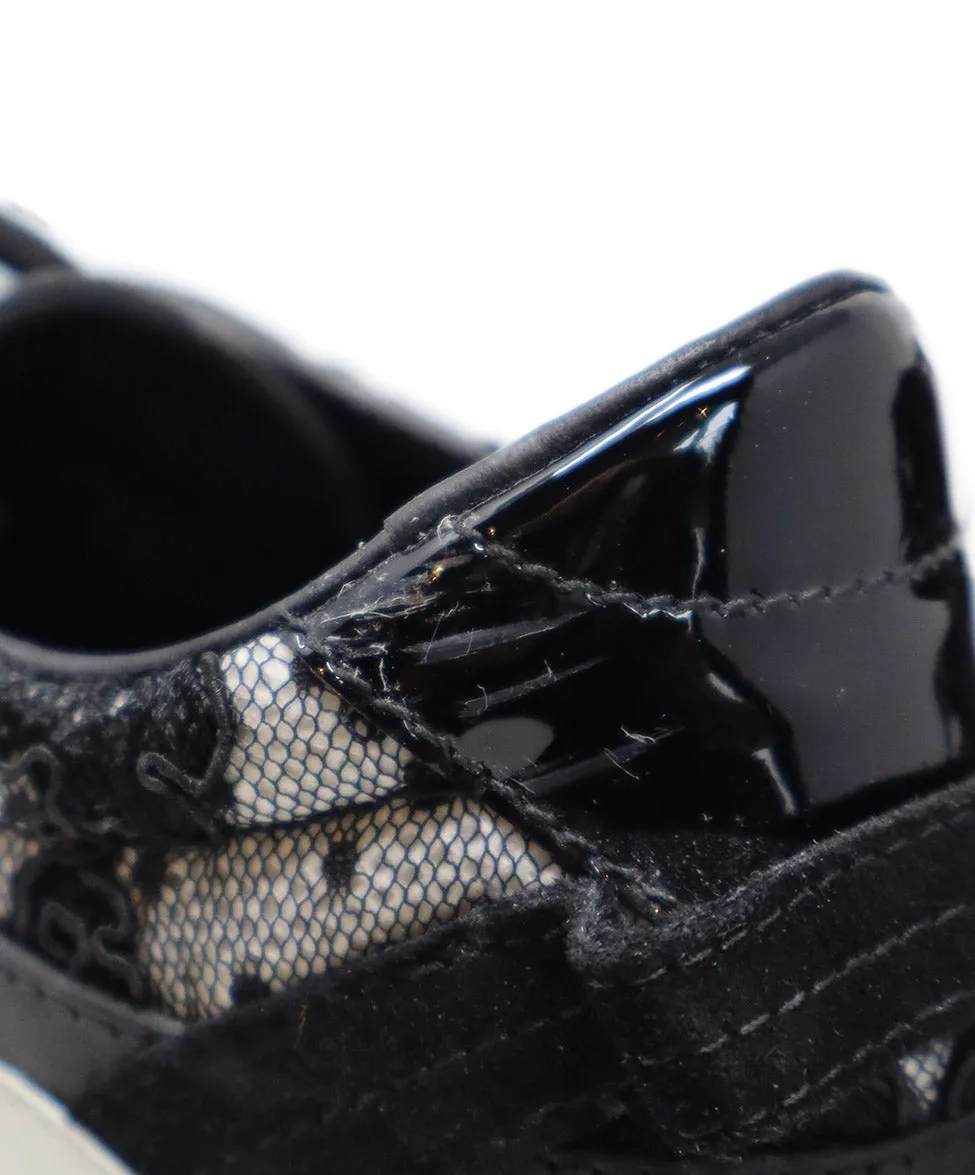 Jimmy Choo Black & White Lace Sneakers sz 8.5