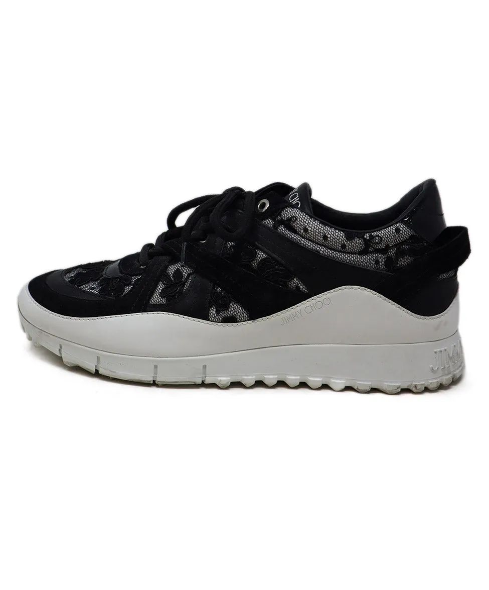 Jimmy Choo Black & White Lace Sneakers sz 8.5