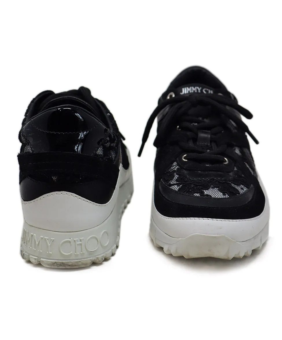 Jimmy Choo Black & White Lace Sneakers sz 8.5