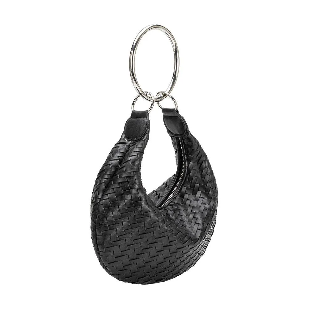 JUSTINE WOVEN RING CROSSBODY | BLACK