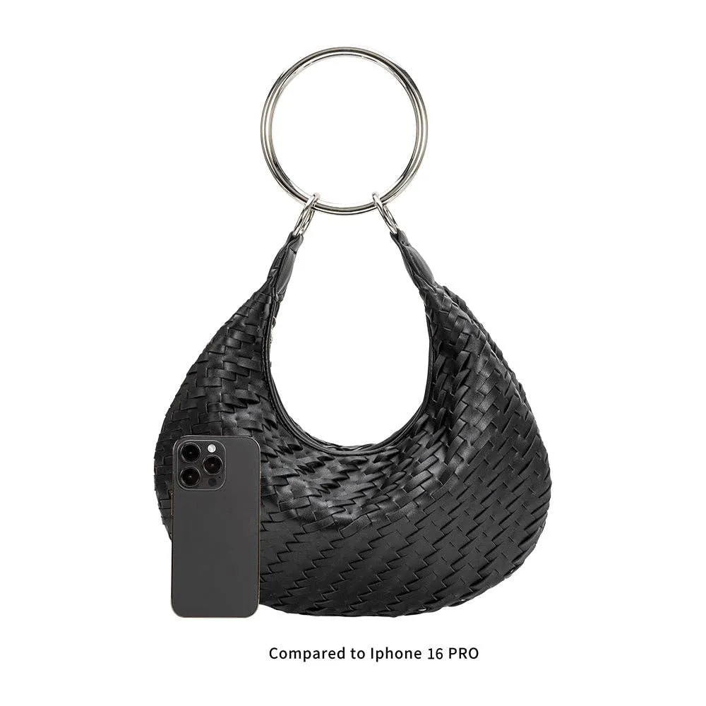 JUSTINE WOVEN RING CROSSBODY | TAUPE