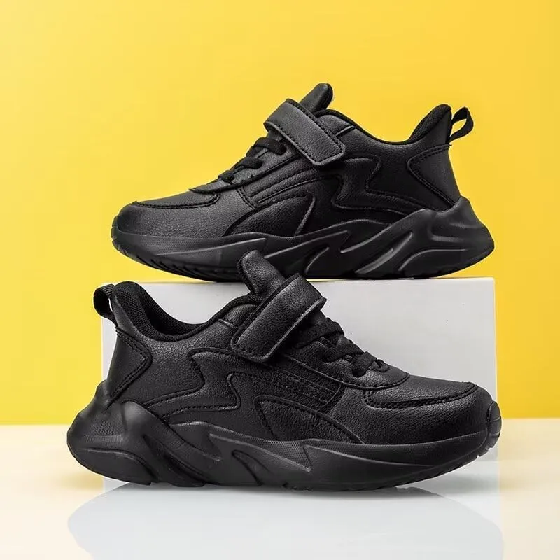 Kids Boy Girl Fashion PU Leather Sport Shoes for Walking Running Hiking