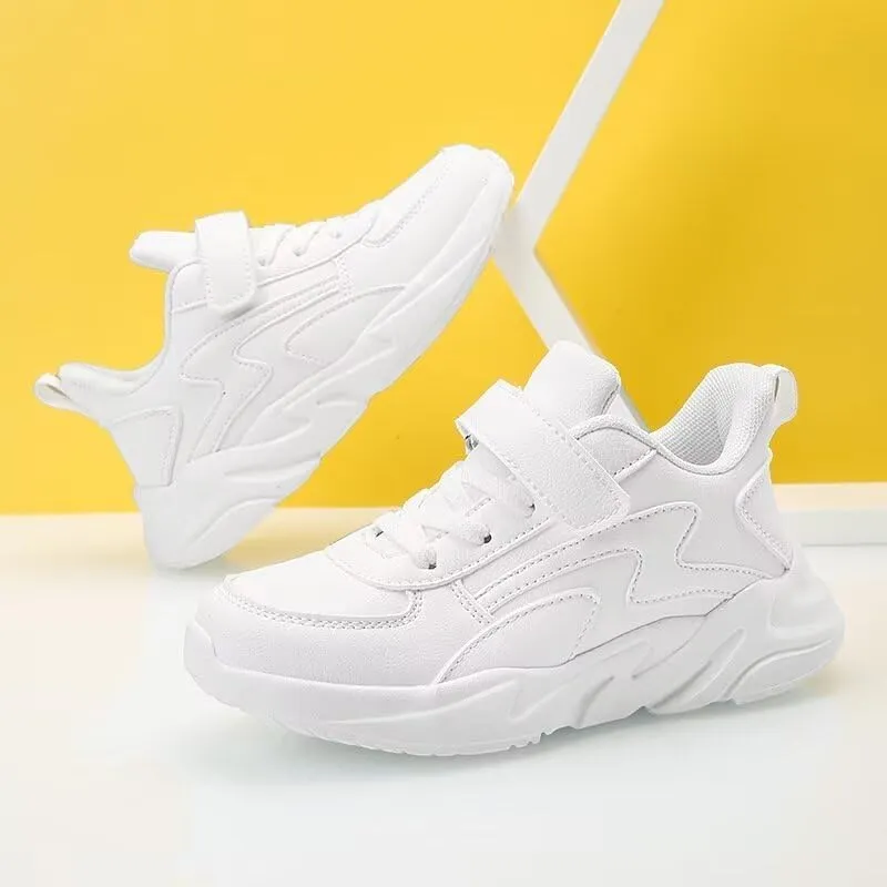 Kids Boy Girl Fashion PU Leather Sport Shoes for Walking Running Hiking
