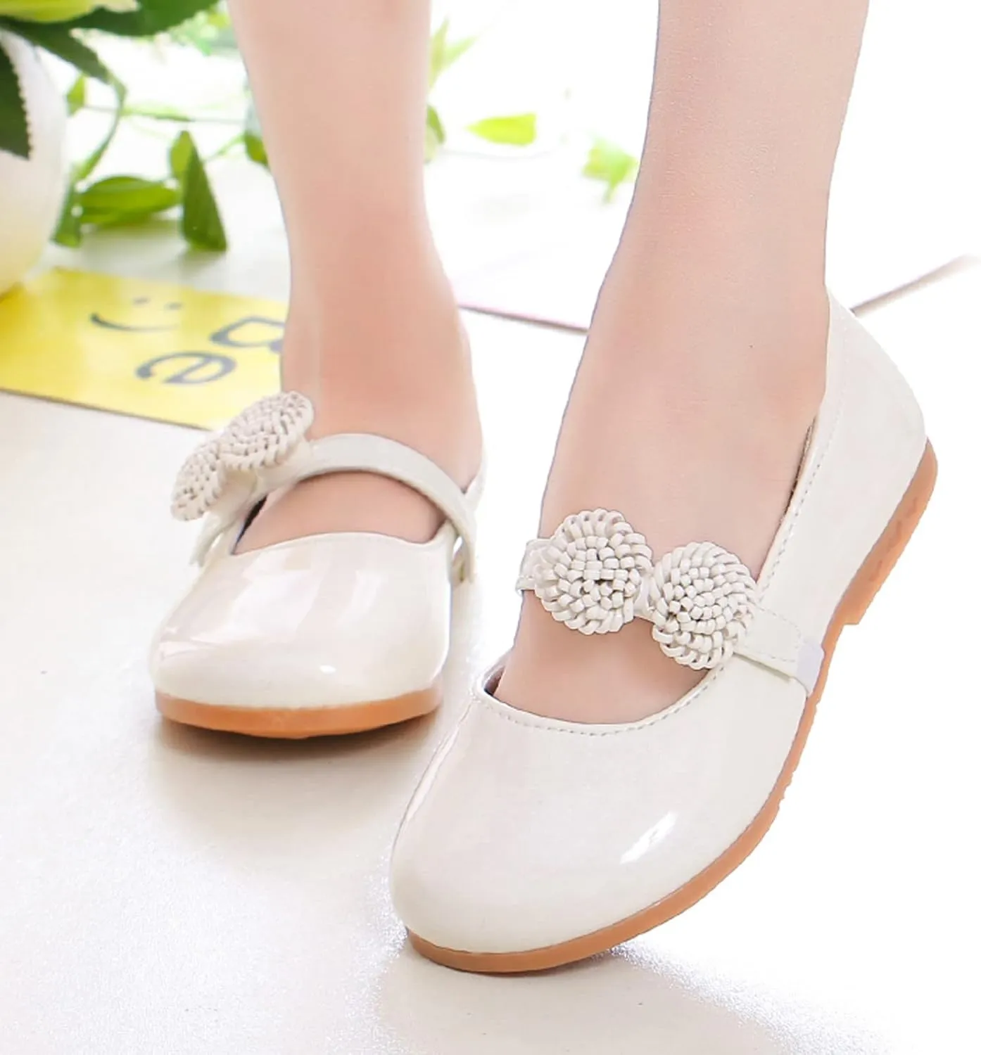 Kids Sandals Children Shoes White Leather Shoes Bowknot Girls Princess Shoes Single Shoes Performance Casual Dress Shoe