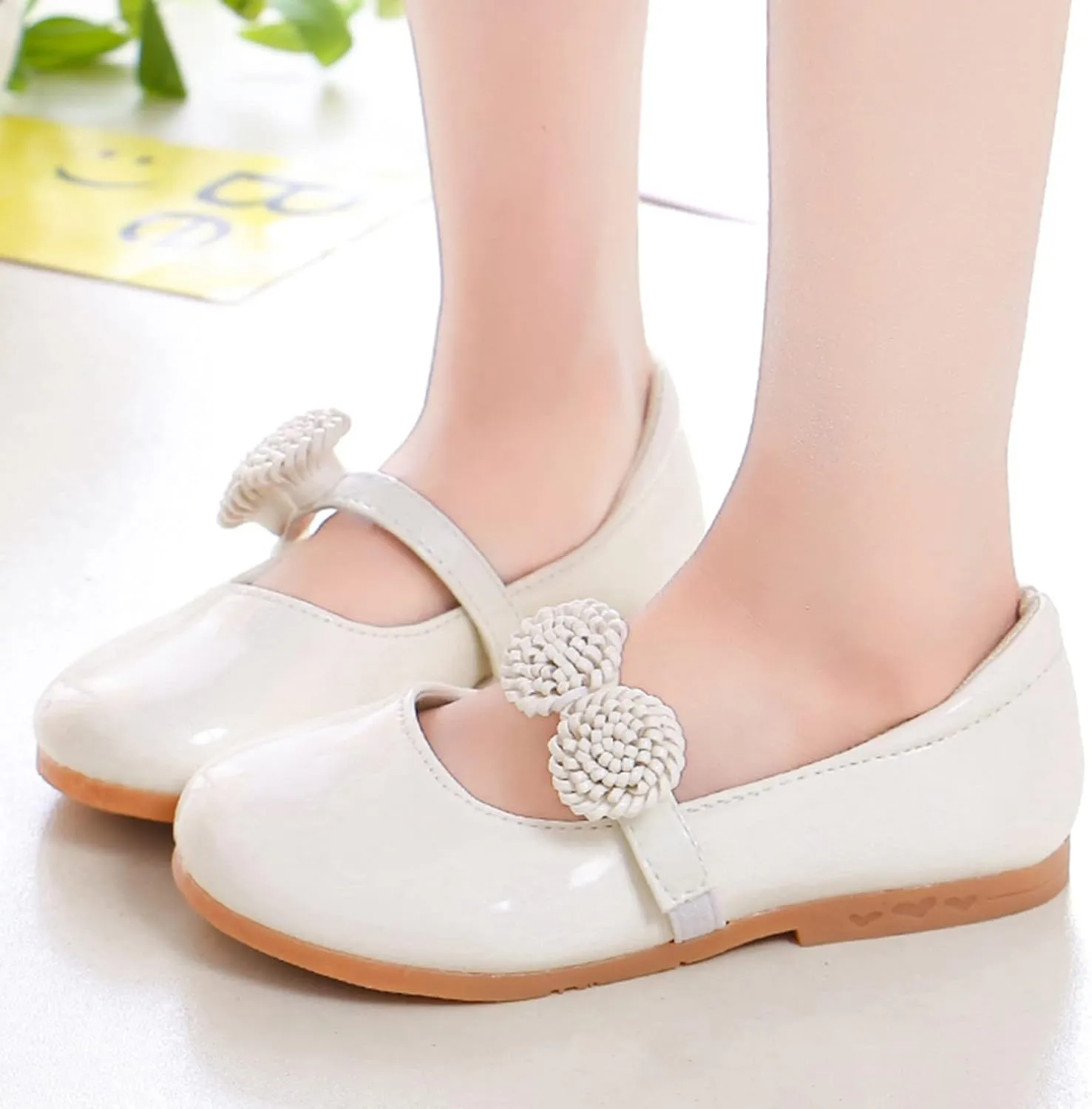 Kids Sandals Children Shoes White Leather Shoes Bowknot Girls Princess Shoes Single Shoes Performance Casual Dress Shoe