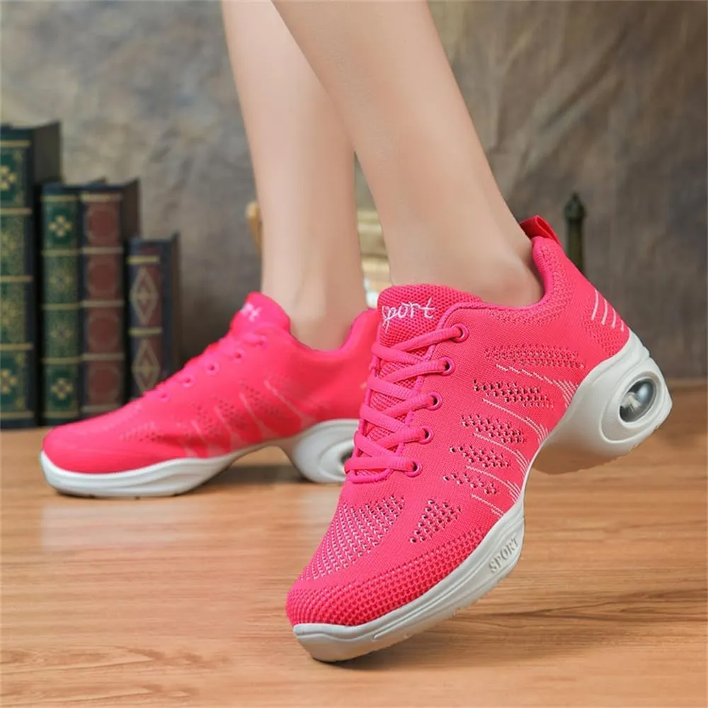 Ladies Jazz Shoes Lace Up Mesh Sneakers - Breathable Cushion Ladies Split Sole Sports Walking Dance Shoes Thick Sole