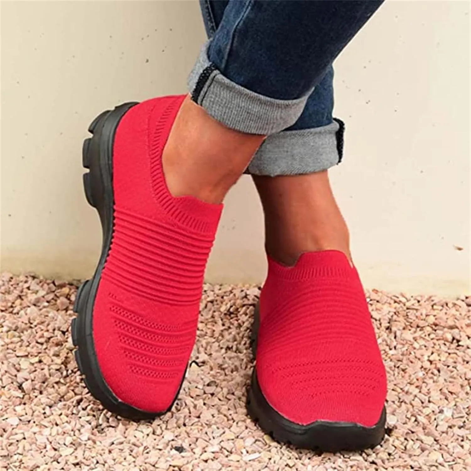 Ladmiple Walking Shoes Women Arch Support Slip On Sock Sneakers Lady Girls Mesh Loafers Fashion Casual Running Tennis Shoes