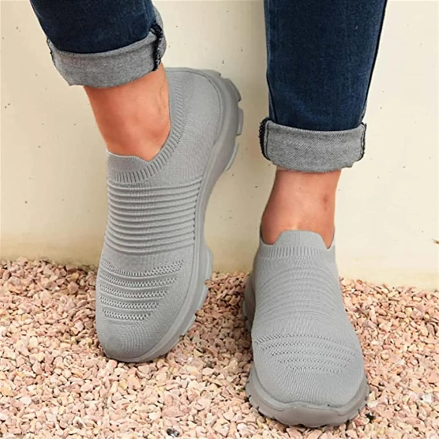 Ladmiple Walking Shoes Women Comfort Slip On Sneakers Tennis Workout Gym Shoes Non Slip Fashion Running Athletic Shoes
