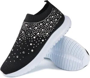 Ladmiple Walking Shoes Women Slip On Lightweight Breathable Running Mesh Gym Shoes Non Slip Workout Fashion Sneakers