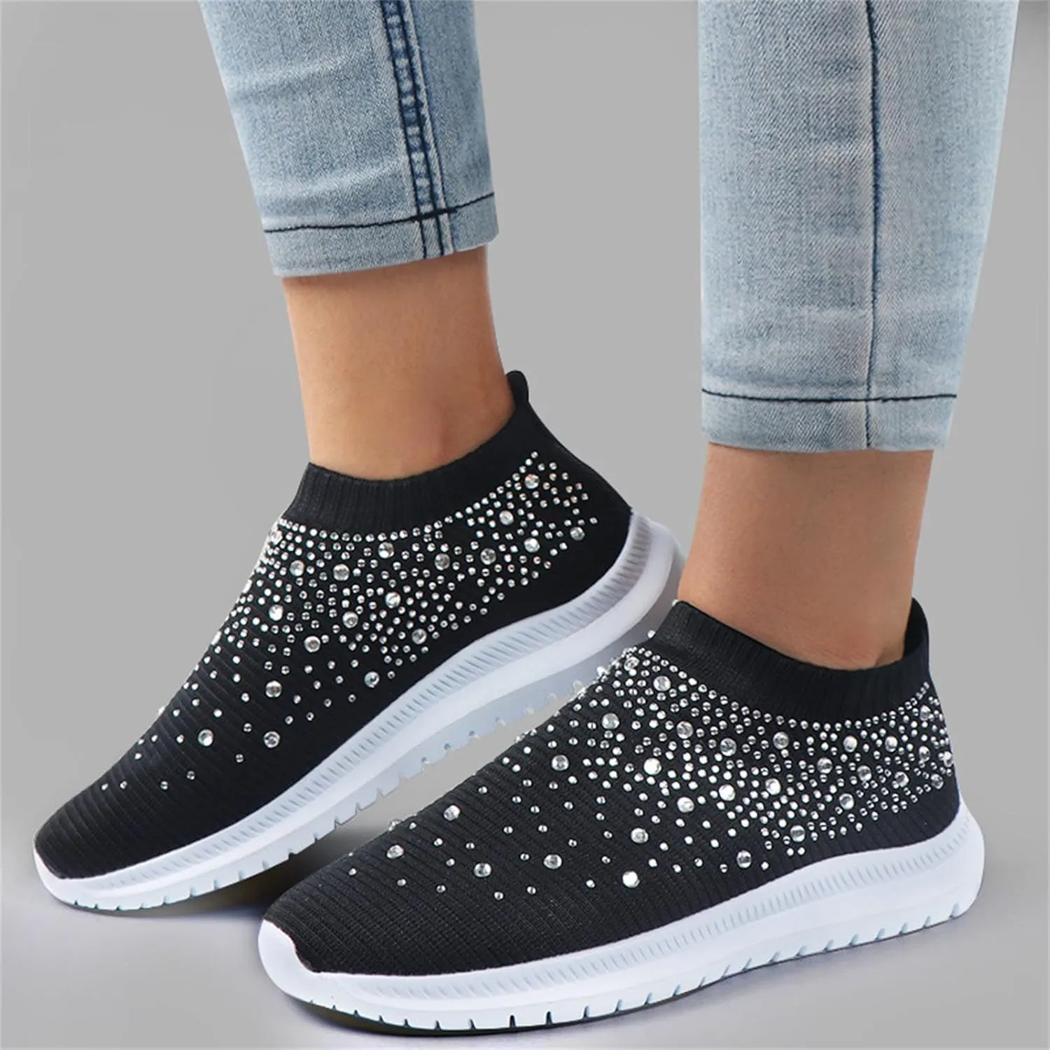 Ladmiple Walking Shoes Women Slip On Lightweight Breathable Running Mesh Gym Shoes Non Slip Workout Fashion Sneakers