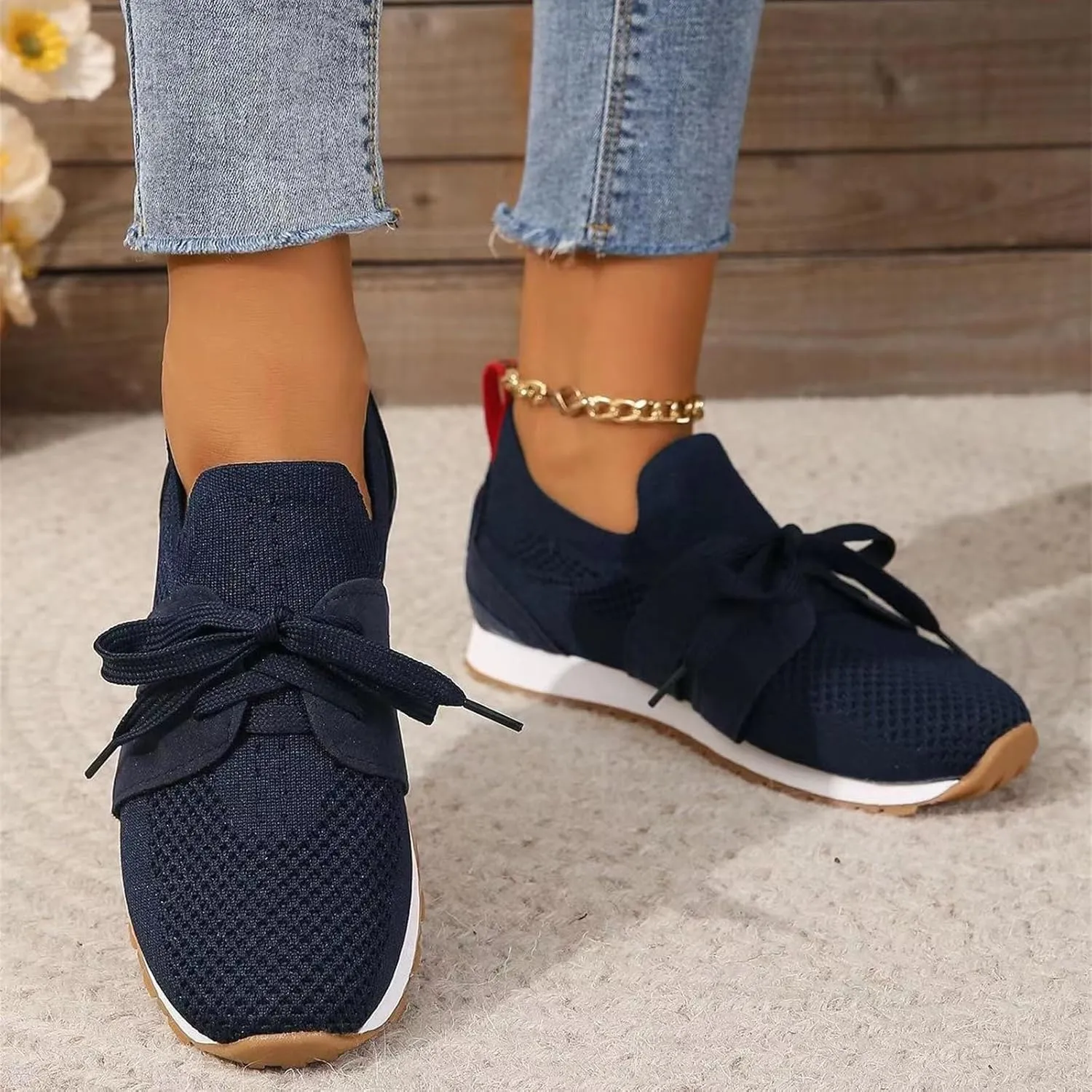 Lausiuoe Slip On Sneakers Women Arch Support Running Shoes Lightweight Tennis Gym Workout Shoes Breathable Walking Sneakers