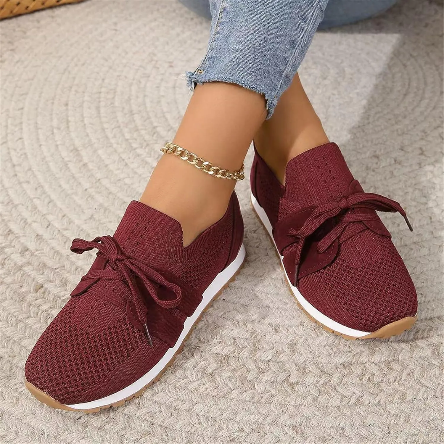 Lausiuoe Slip On Sneakers Women Arch Support Walking Running Shoes Breathable Mesh Workout Tennis Shoes Gym Fashion Sneakers