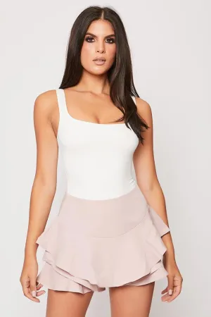 Lindi - Light Pink Ruffle Hem Shorts