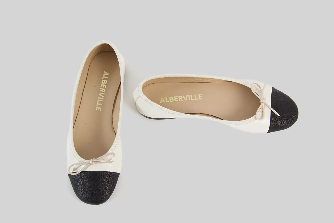 Marion Off-white and Black Ballerina Shoes