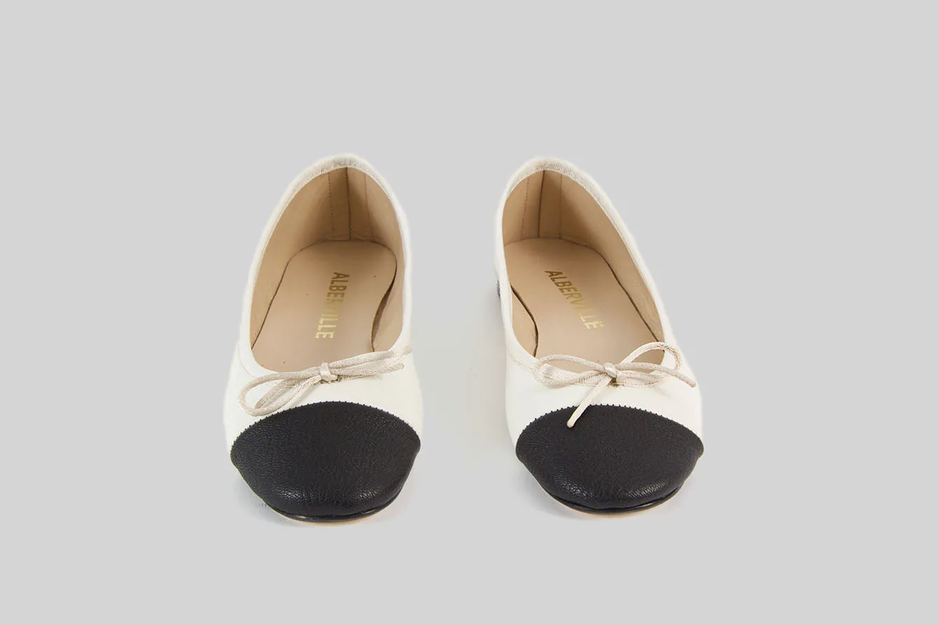 Marion Off-white and Black Ballerina Shoes